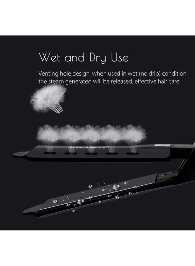 مكواة شعر مسطحة من التيتانيوم الاحترافي مع لوحات عريضة وبخار سريع وعرض LED - Image 4